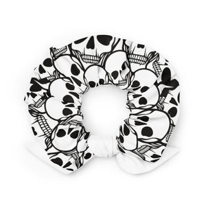 Covered In Skulls Recycled Scrunchie: Embrace Sustainable Style with a Spooky Twist! 🌸🖤