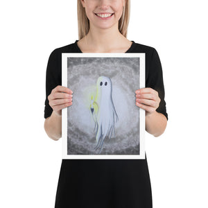 Cute Ghost with candle art Print Poster