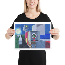 Load image into Gallery viewer, Surreal color pencil art of 3D objects and creepy eye art print
