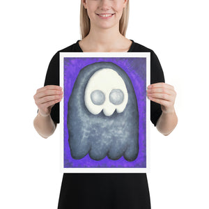 Skull Ghost on purple Spooky Art Print Poster