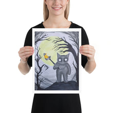 Load image into Gallery viewer, Spooky Halloween cat with Candy Corn Art Print Poster
