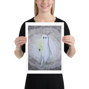 Cute Ghost with candle art Print Poster