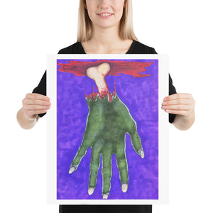 Zombie Hand with Bone Halloween Art Print Poster