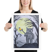 Load image into Gallery viewer, Spooky Halloween cat with Candy Corn Art Print Poster
