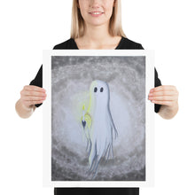 Load image into Gallery viewer, Cute Ghost with candle art Print Poster
