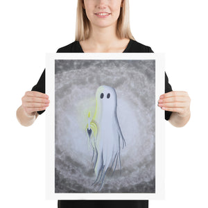 Cute Ghost with candle art Print Poster