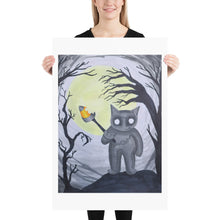 Load image into Gallery viewer, Spooky Halloween cat with Candy Corn Art Print Poster
