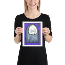 Load image into Gallery viewer, Skull Ghost on purple Spooky Art Print Poster
