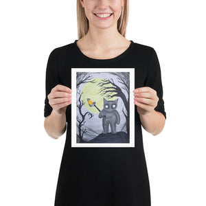 spooky Halloween black cat art print