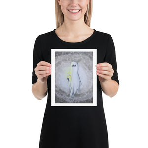 Cute Ghost with candle art Print Poster