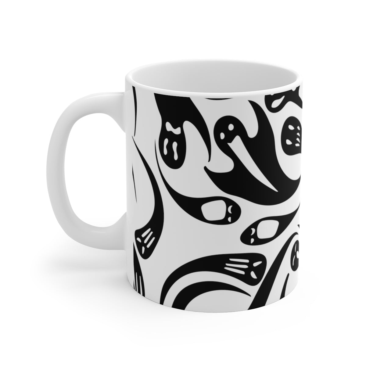 Spooky Black and white Halloween Ghost White Ceramic coffee Mug – Dark ...